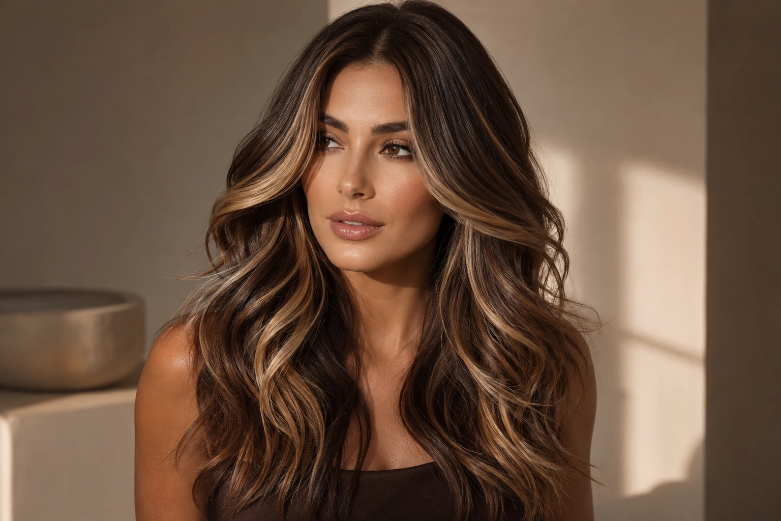Brown Hair with Highlights